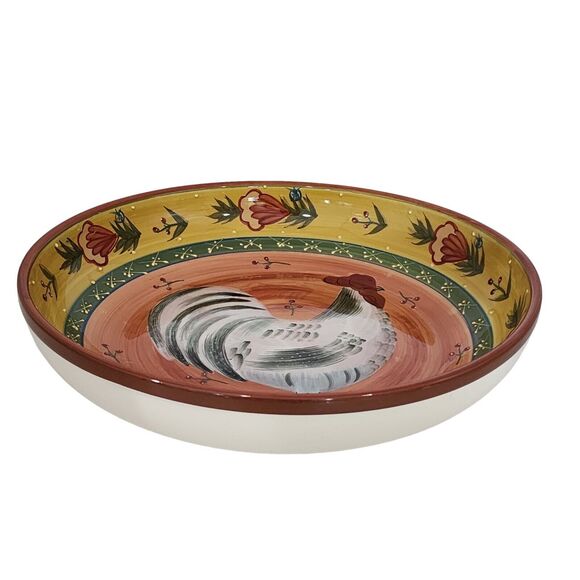 Jay Import Co‎ Farmhouse Hand Painted Rooster Ceramic Serving Bowl Multi 12.5in - Picture 6 of 16